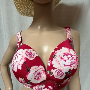 Cacique bra size 38C cushion straps nylon spandex floral underwire